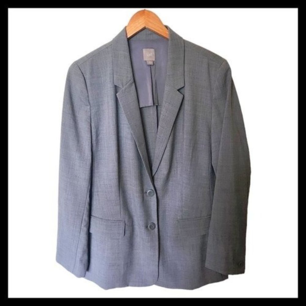 J. JILL Womens Size 14 Washable Wool Simple 120 Blazer Jacket Gray Heather